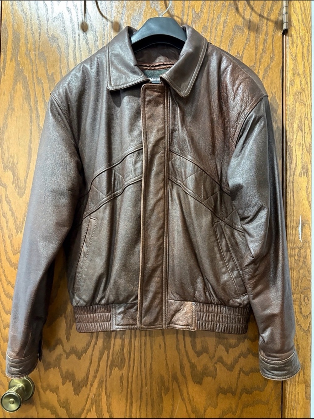 Brown Genuine Leather bomber jacket by Wilson’s 3M Thinsulate